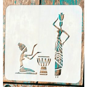 20x20cm- es afrika mintás stencil sablon