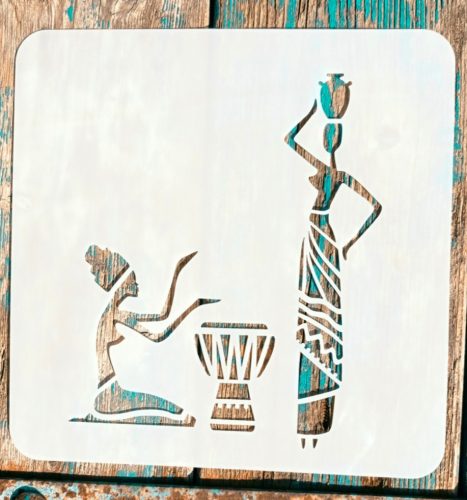 20x20cm- es afrika mintás stencil sablon