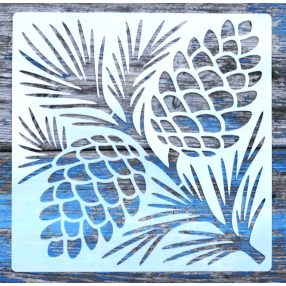 20x20cm- es fenyő toboz  mintás sablon DIY stencil