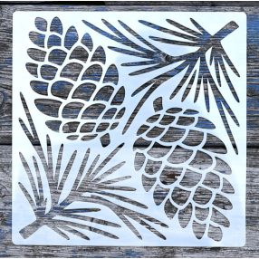 20x20cm- es fenyő toboz  mintás sablon DIY stencil