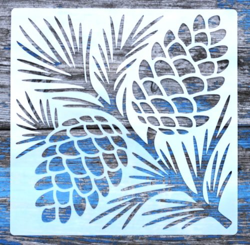 20x20cm- es fenyő toboz  mintás sablon DIY stencil