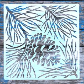 20x20cm- es fenyő toboz  mintás sablon DIY stencil