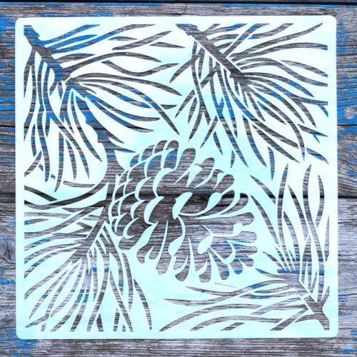 20x20cm- es fenyő toboz  mintás sablon DIY stencil