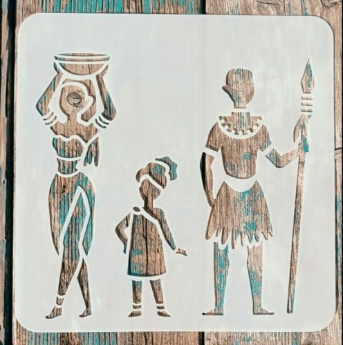 20x20cm- es afrika mintás rétegző festő  sablon stencil 