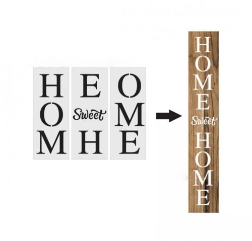 14x36/3 Home Swet Home feliratú műanyag DIY sablon szett,  festő stencil szett 3 db