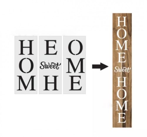 14x36/3 Home Swet Home  feliratú műanyag DIY sablon szett, festő stencil szett 3 db