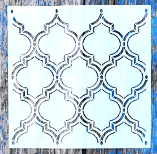 Geometriai mintás 20x20 cm-es műanyag festő sablon DIY  stencil 