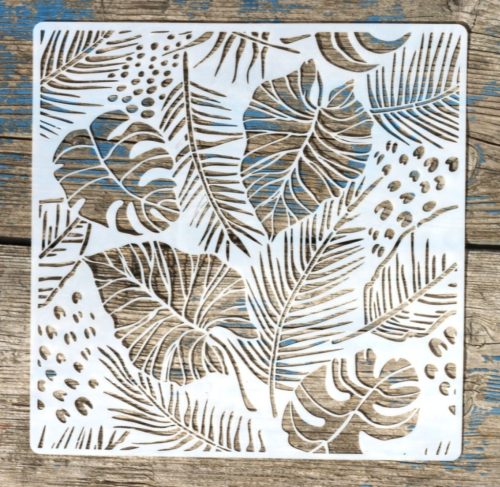  levél mintás 20x20 cm-es műanyag festő sablon DIY  stencil 
