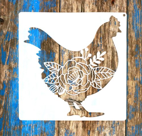 tyúk mintás 20x20 cm-es sablon  műanyag DIY stencil 