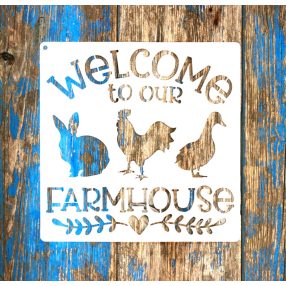    welcome vintage farmos 20x20 cm-es festő sablon műanyag DIY stencil 