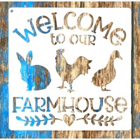    welcome vintage farmos 20x20 cm-es festő sablon műanyag DIY stencil 