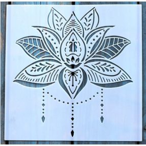   Lútusz csempe mintás 20x20 cm-es  festő sablon  műanyag DIY stencil 