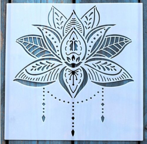 Lútusz csempe mintás 20x20 cm-es  festő sablon  műanyag DIY stencil 