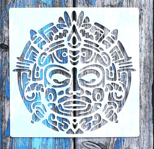 Azték mintás, csempe stencil 20x20 cm-es festő sablon falra bútorra 