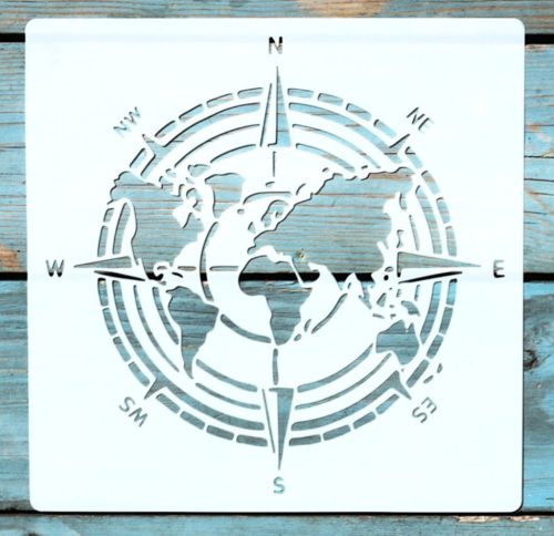 Iránytű mintás stencil 20x20 cm-es műanyag festő sablon falra bútorra   