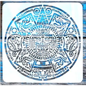  Azték mintás, csempe stencil sablon falra bútorra 20x20 cm-es 