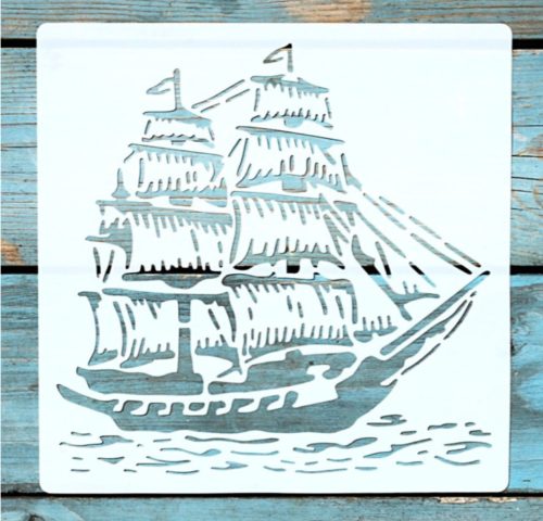 vitorlás hajó  mintás, csempe DIY stencil 20x20 cm-es műanyag sablon 