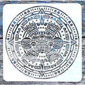   Azték  mintás, műanyag  festő stencil DIY sablon falra bútorra  20x20 cm-es 