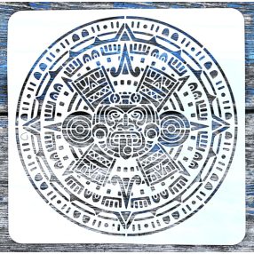   Azték  mintás, műanyag  festő stencil DIY sablon falra bútorra  20x20 cm-es 