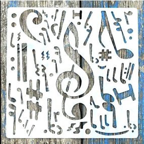   hangjegy mintás, zene  20x20 cm-es műanyag festő sablon DIY stencil