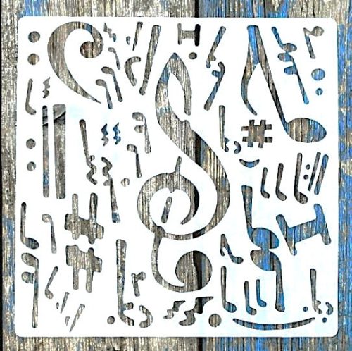 hangjegy mintás, zene  20x20 cm-es műanyag festő sablon DIY stencil