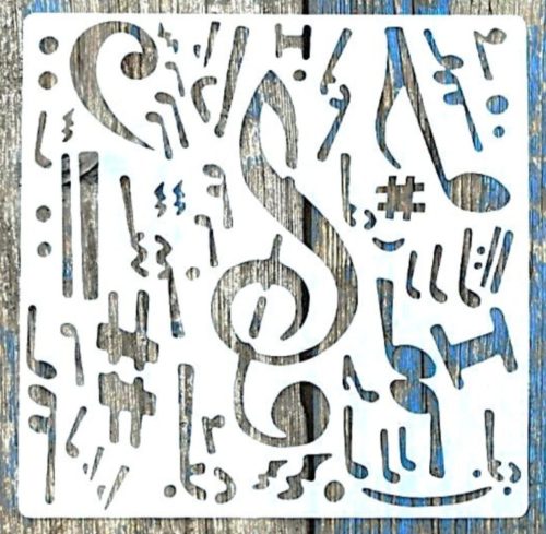 hangjegy mintás, zene  20x20 cm-es műanyag festő sablon DIY stencil