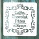 Cafes, Chocolat feliratú vintage  műanyag Sablon 20x20 cm-es DIY stencil