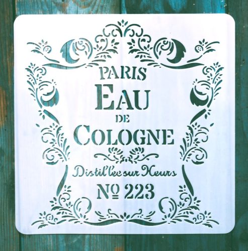 Paris feliratú vintage  műanyag Sablon  20x20 cm-es  DIY festő stencil