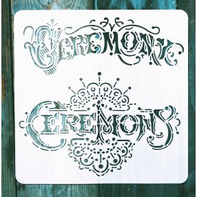   Ceremonie feliratú vintage műanyag Sablon 20x20 cm-es DIY festő stencil