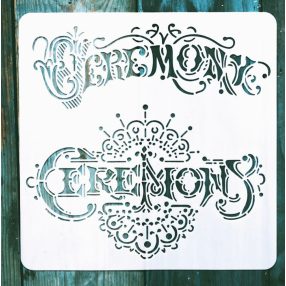  Ceremonie feliratú vintage műanyag Sablon 20x20 cm-es DIY festő stencil