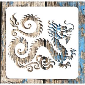  Kínai sárkány műanyag sablon 20x20 cm-es DIY festő  stencil