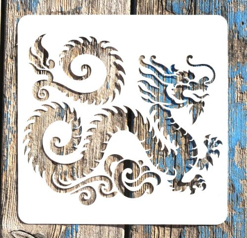 Kínai sárkány műanyag sablon 20x20 cm-es DIY festő  stencil