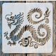 Kínai sárkány műanyag sablon 20x20 cm-es DIY festő  stencil