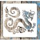 Kínai sárkány műanyag sablon 20x20 cm-es DIY festő  stencil