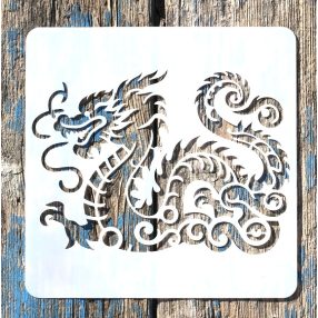   Kínai sárkány mintás műanyag sablon 20x20 cm-es DIY festő  stencil