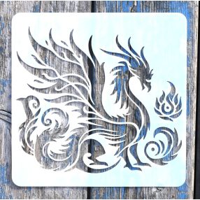   Kínai sárkány mintás műanyag sablon 20x20 cm-es DIY festő  stencil