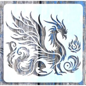   Kínai sárkány mintás műanyag sablon 20x20 cm-es DIY festő  stencil