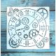 Óra mintás műanyag sablon 20x20 cm-es DIY festő  stencil
