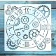 Óra mintás műanyag sablon 20x20 cm-es DIY festő  stencil
