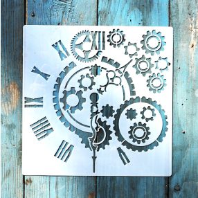 Óra mintás műanyag sablon 20x20 cm-es DIY festő  stencil