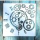 Óra mintás műanyag sablon 20x20 cm-es DIY festő  stencil