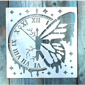 Óra mintás műanyag sablon 20x20 cm-es DIY festő  stencil