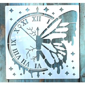 Óra mintás műanyag sablon 20x20 cm-es DIY festő  stencil