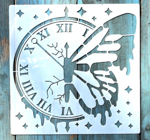 Óra mintás műanyag sablon 20x20 cm-es DIY festő  stencil