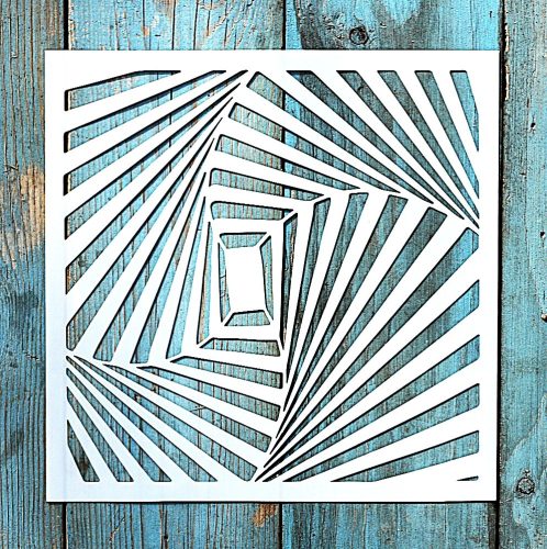 geometriai mintás műanyag sablon 20x20 cm-es DIY festő  stencil