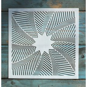   geometriai mintás műanyag sablon 20x20 cm-es DIY festő  stencil
