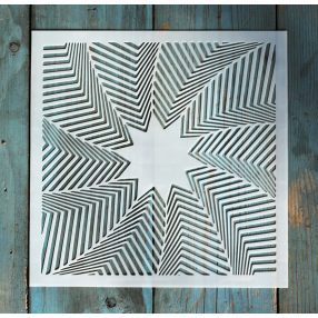   geometriai mintás műanyag sablon 20x20 cm-es DIY festő  stencil