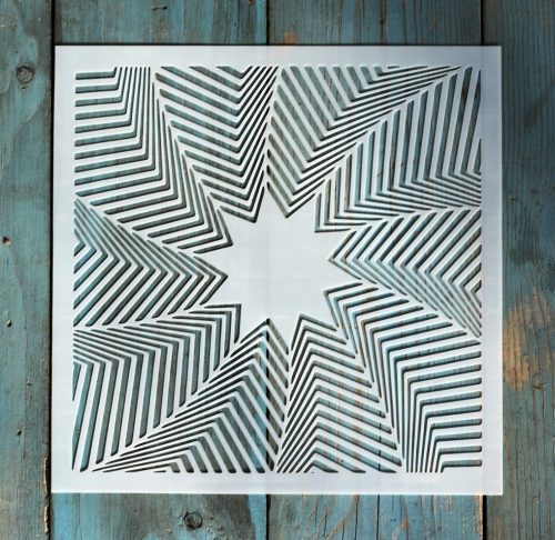 geometriai mintás műanyag sablon 20x20 cm-es DIY festő  stencil