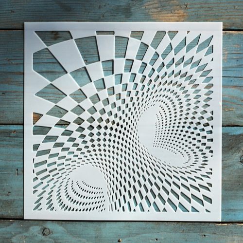 geometriai mintás műanyag sablon 20x20 cm-es DIY festő  stencil
