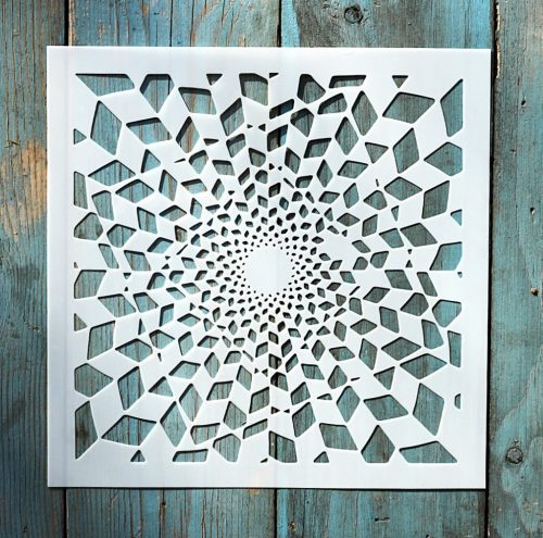 geometriai mintás műanyag sablon 20x20 cm-es DIY festő  stencil